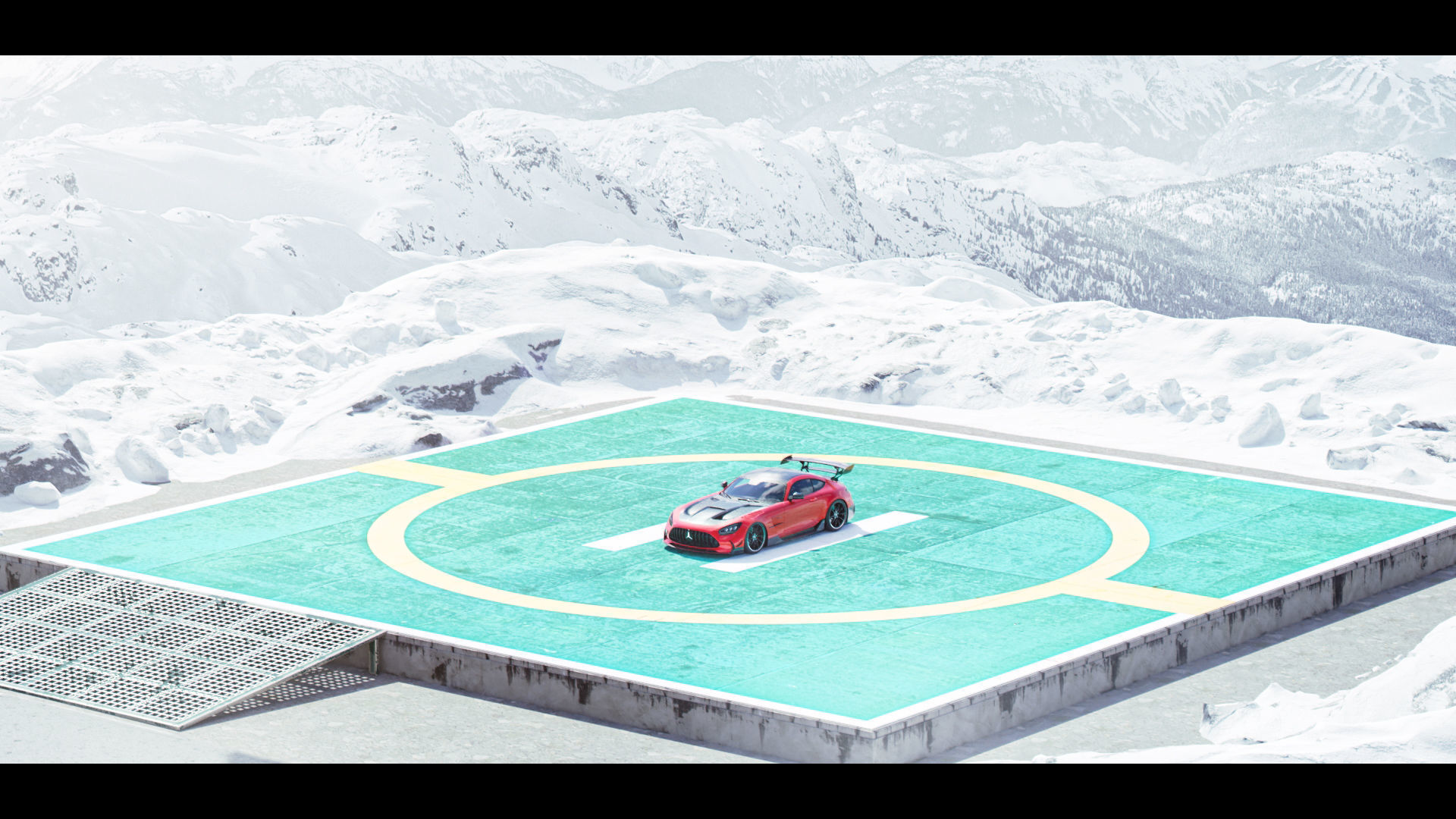 Realistic Helipad In  Snowy Mountains 3D model_9