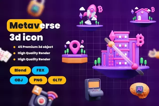 Metaverse 3d Illustration  Icon Pack 3D model