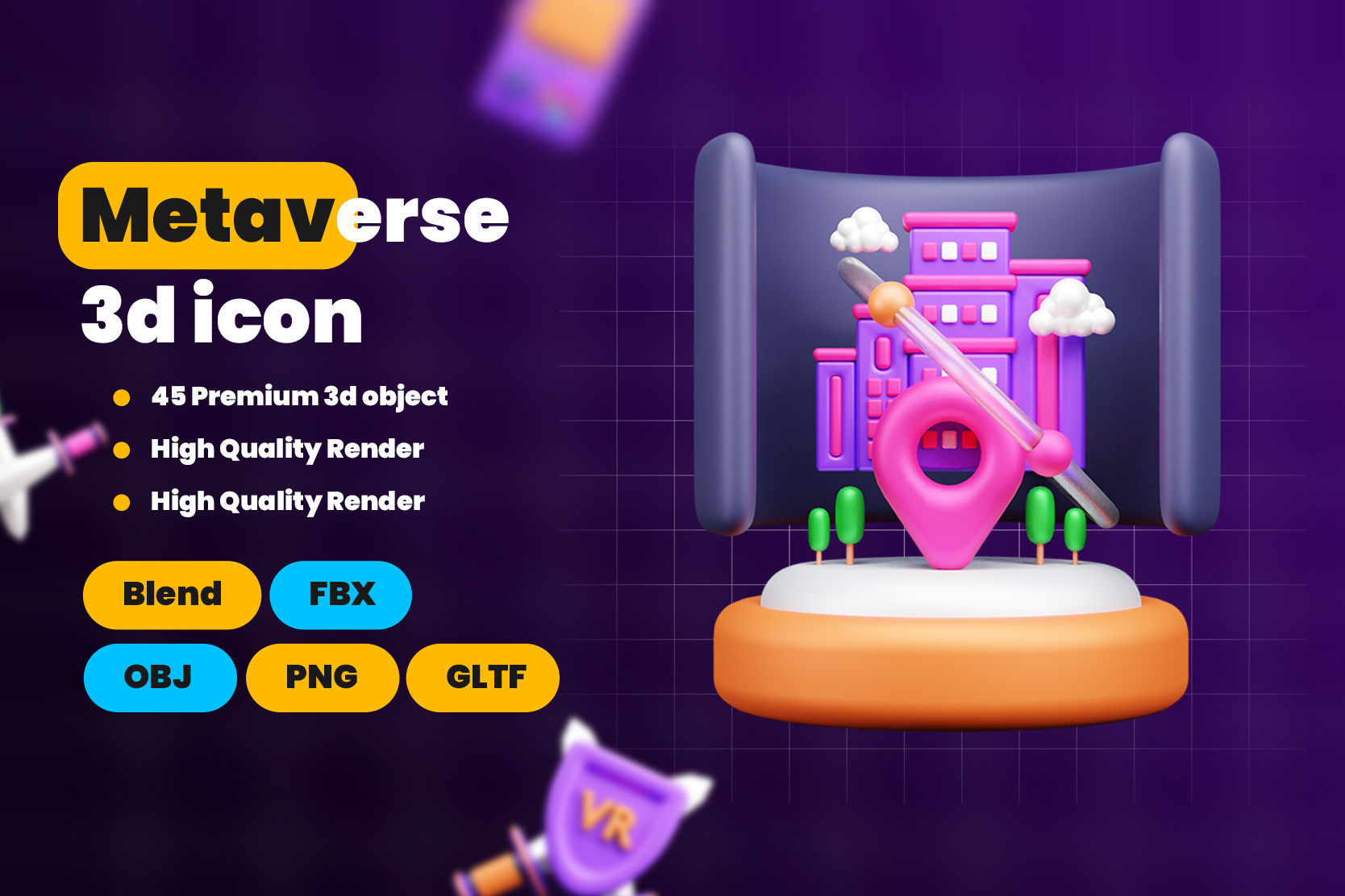 Metaverse 3d Illustration  Icon Pack 3D model_1