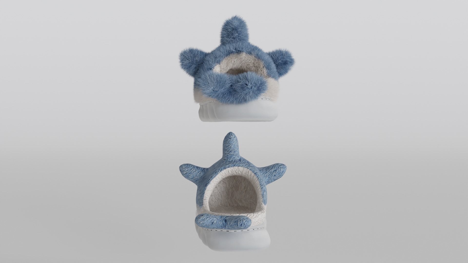 Slippers 4 colors with fur and low poly 3D model_6