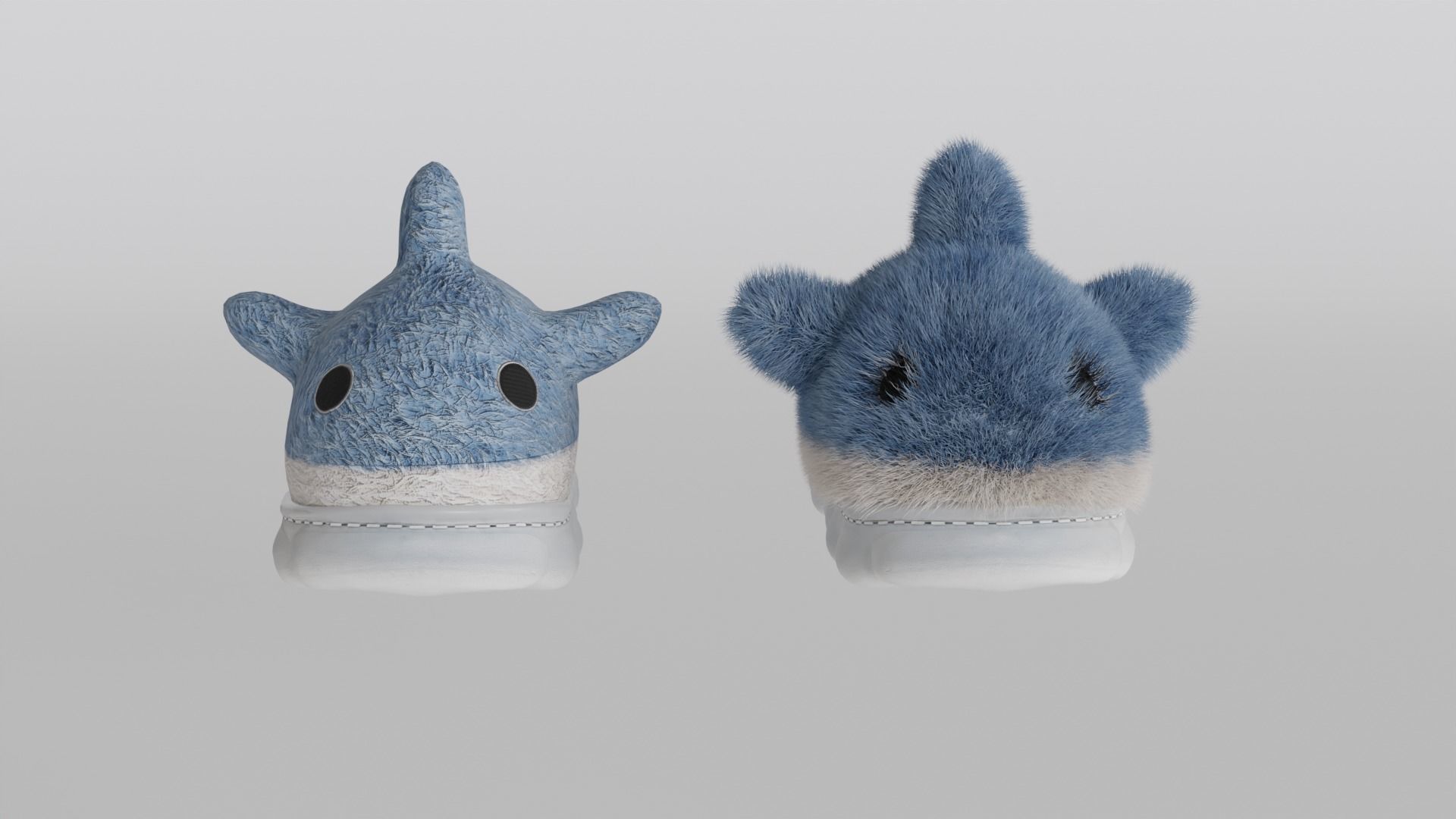 Slippers 4 colors with fur and low poly 3D model_3