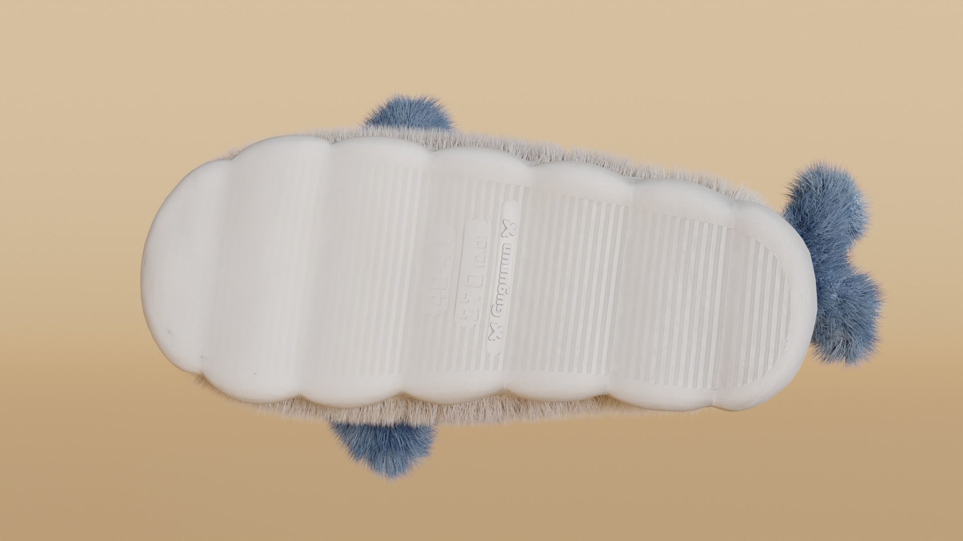 Slippers 4 colors with fur and low poly 3D model_10