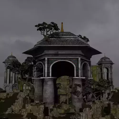 Ancient lost palace  Low-poly 3D model