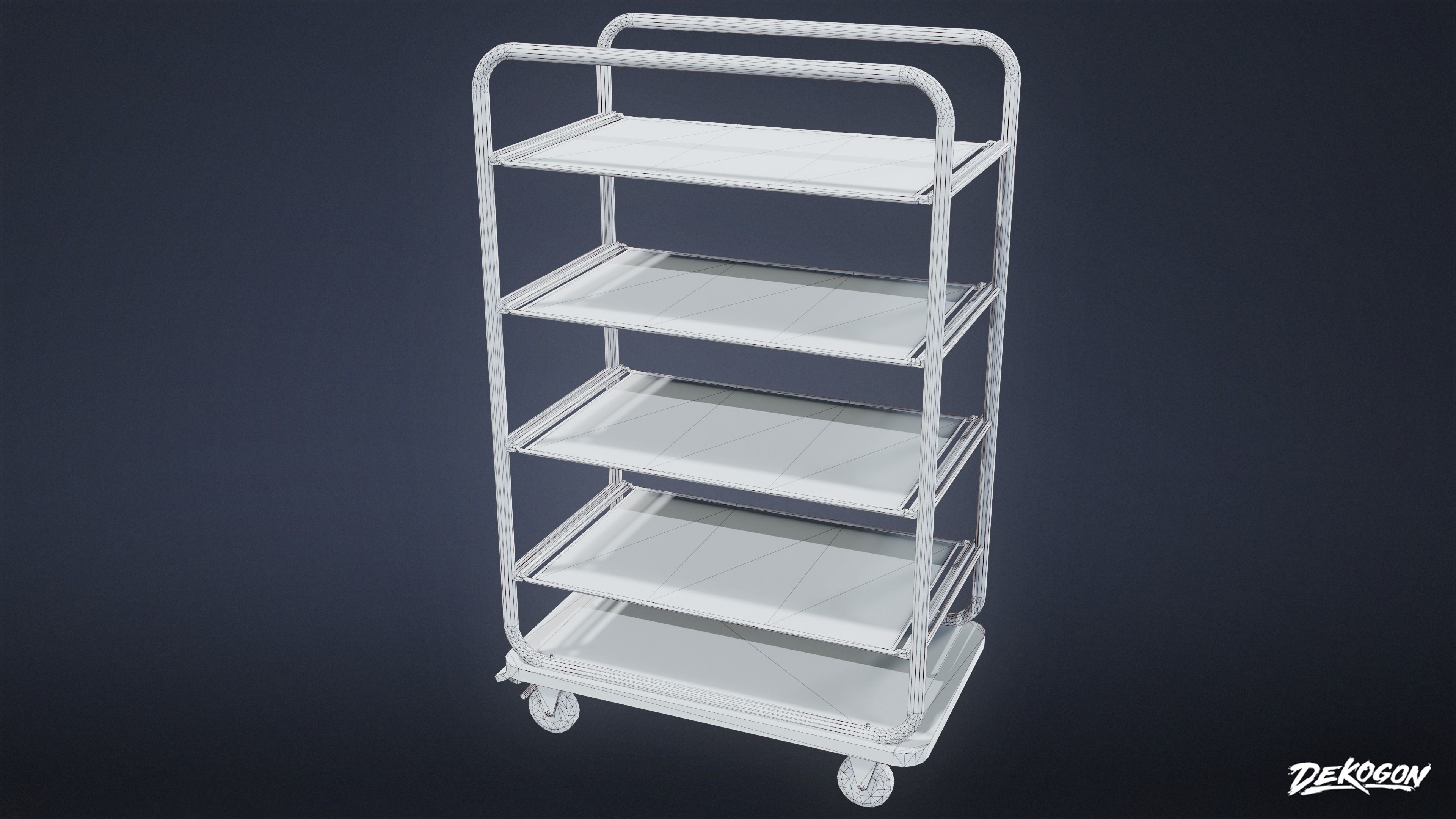 HOSPITAL - Supply Cart 01 - LOW POLY Low-poly 3D model_8