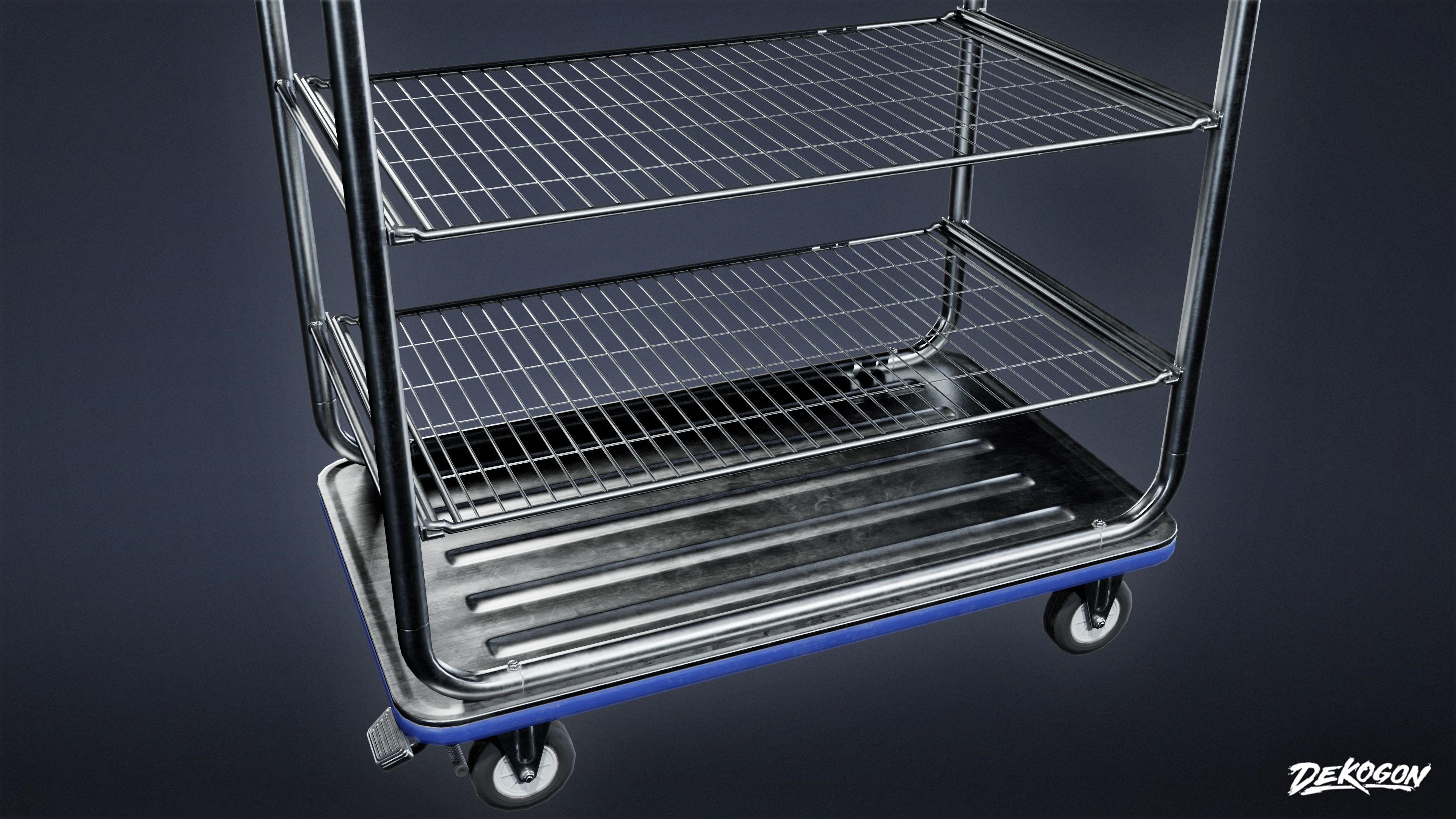 HOSPITAL - Supply Cart 01 - LOW POLY Low-poly 3D model_6