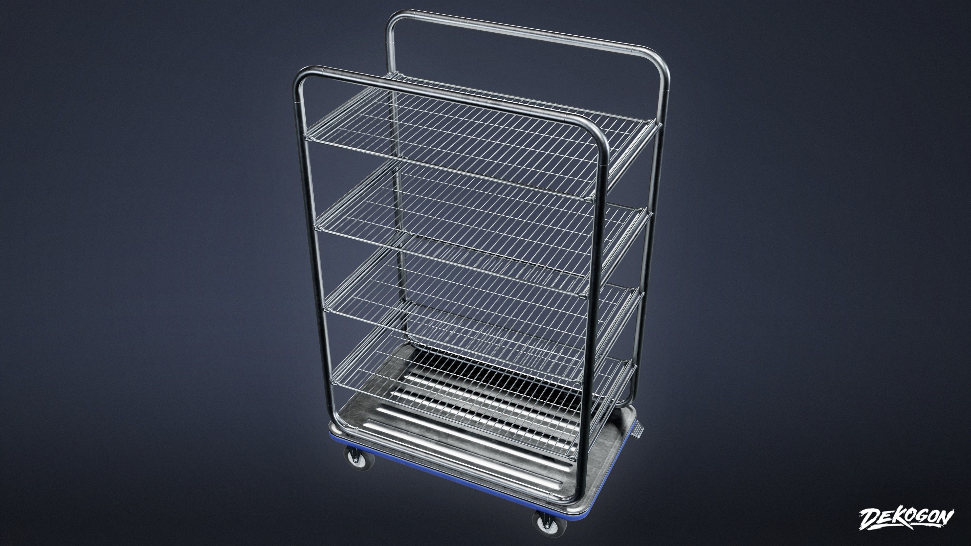 HOSPITAL - Supply Cart 01 - LOW POLY Low-poly 3D model_4