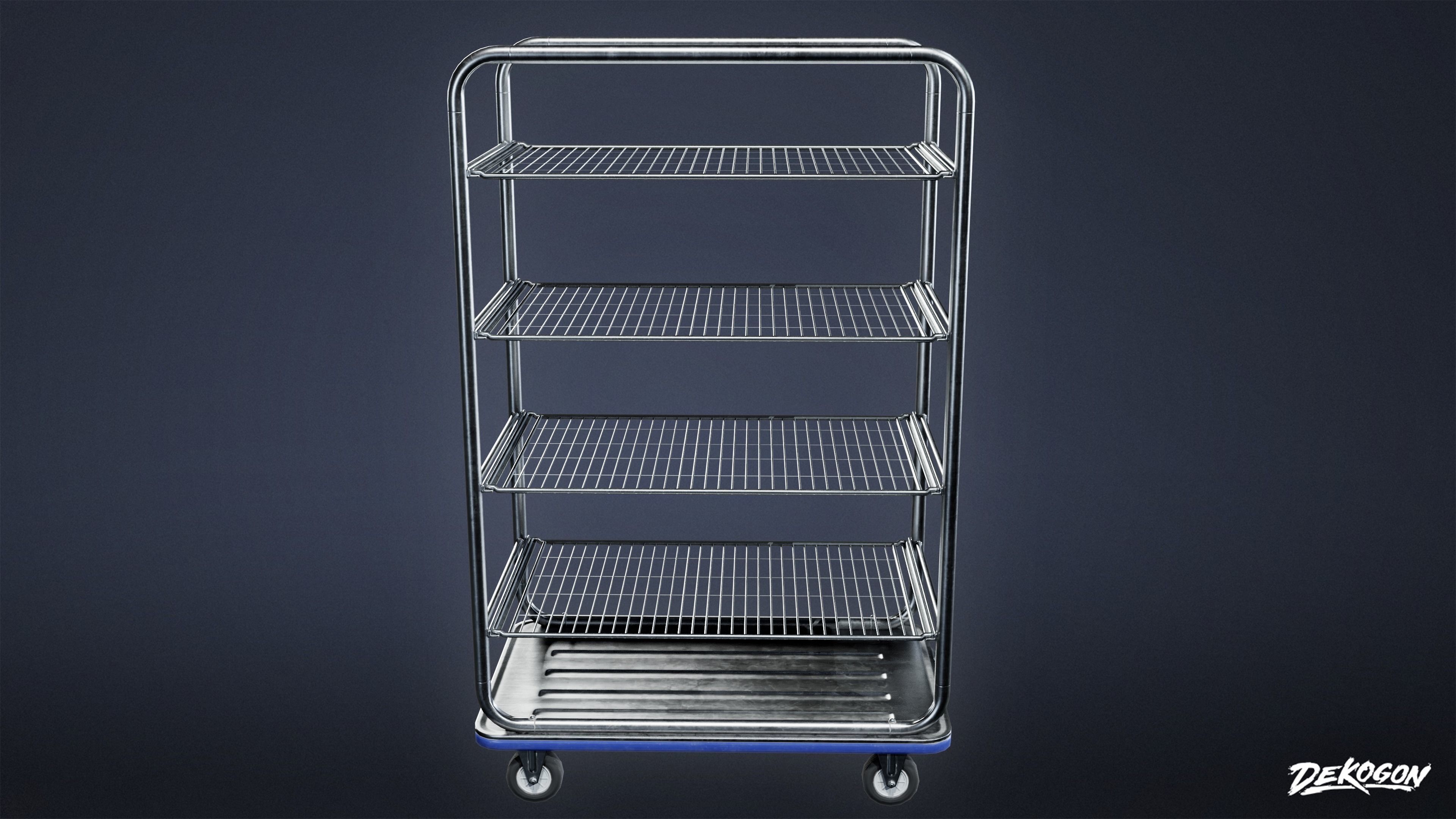 HOSPITAL - Supply Cart 01 - LOW POLY Low-poly 3D model_3