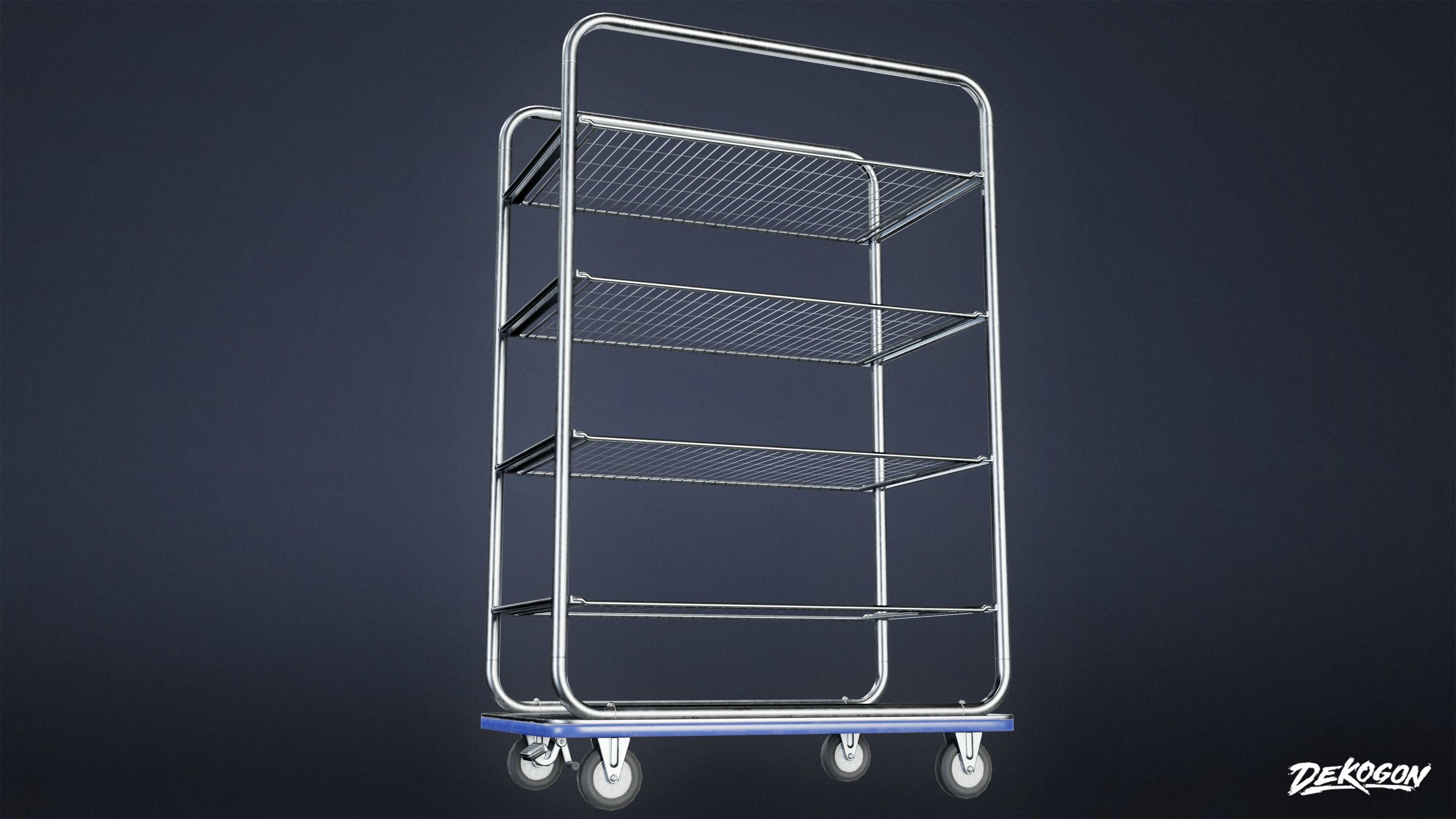 HOSPITAL - Supply Cart 01 - LOW POLY Low-poly 3D model_5