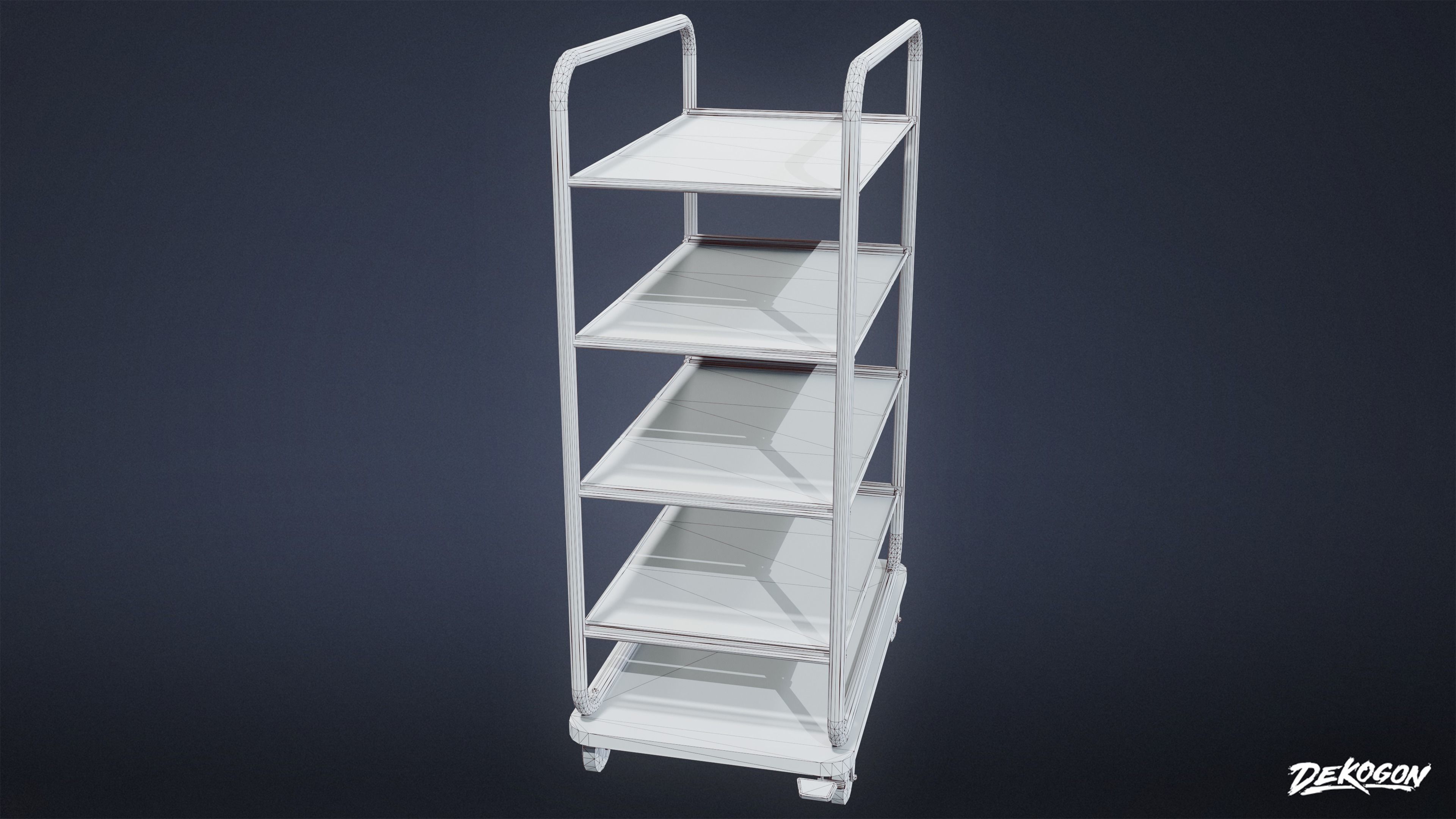 HOSPITAL - Supply Cart 01 - LOW POLY Low-poly 3D model_9