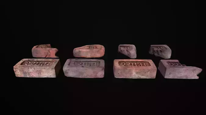 Indian Red Brick AV VR  Metaverse Game ready Low Poly 