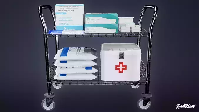 HOSPITAL - Supply Cart 02 - LOW POLY