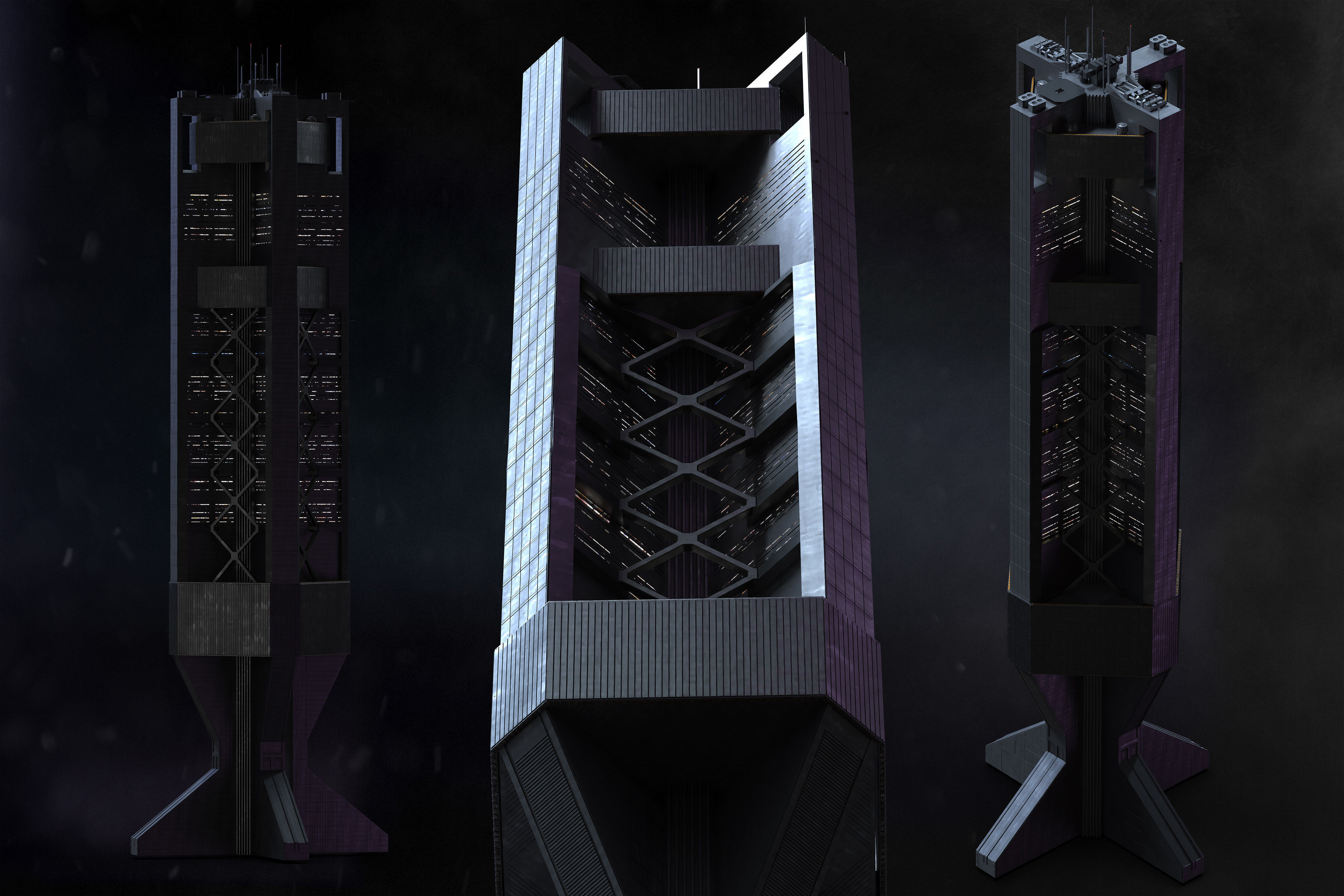 Brutalist Scifi Building 05 3D model 3D model_3