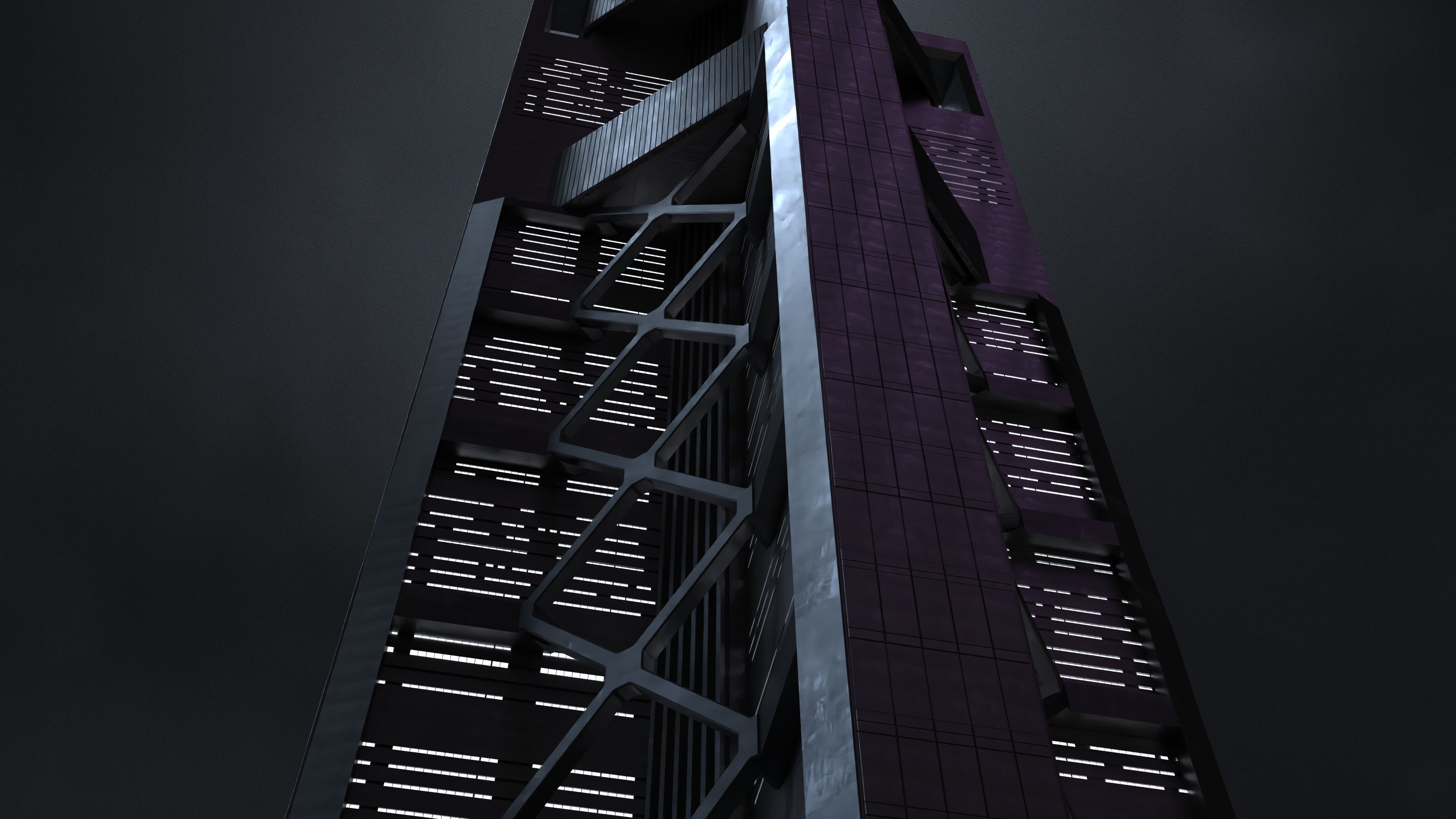 Brutalist Scifi Building 05 3D model 3D model_1