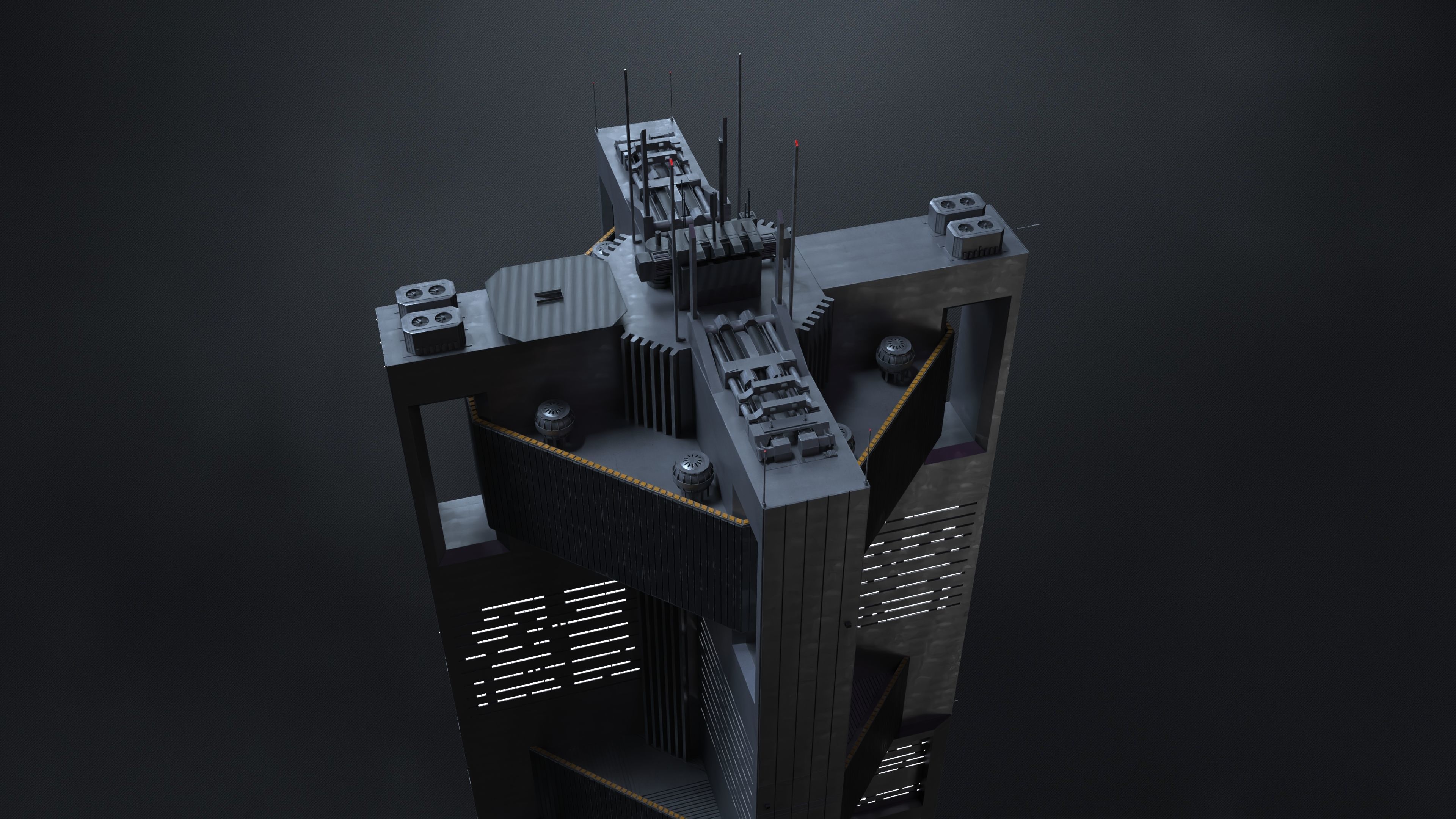 Brutalist Scifi Building 05 3D model 3D model_4