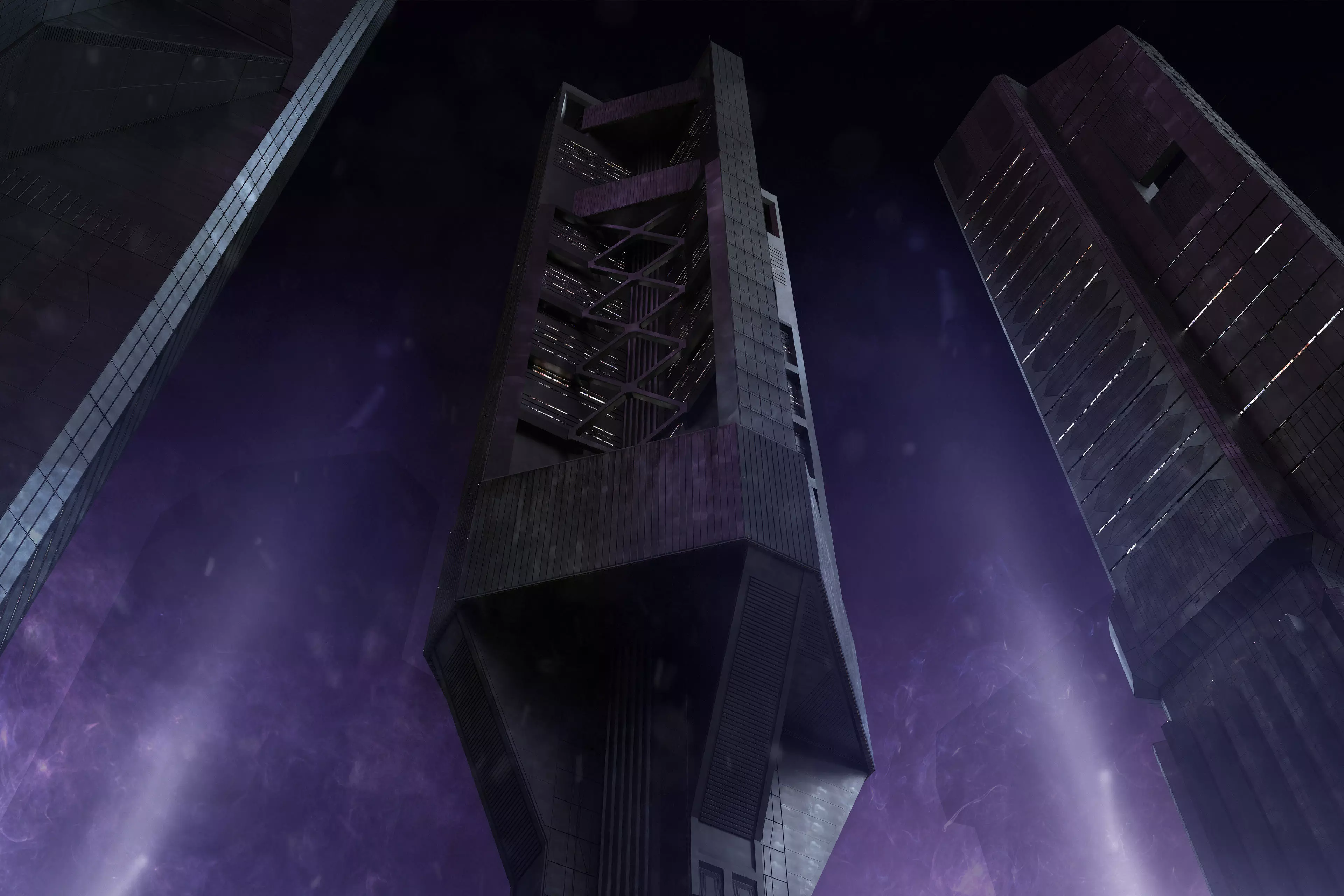 Brutalist Scifi Building 05 3D model 3D model_0