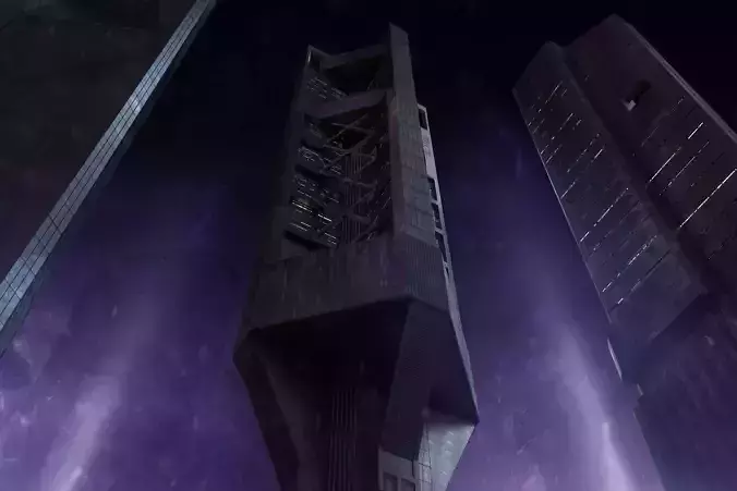 Brutalist Scifi Building 05 3D model 3D model