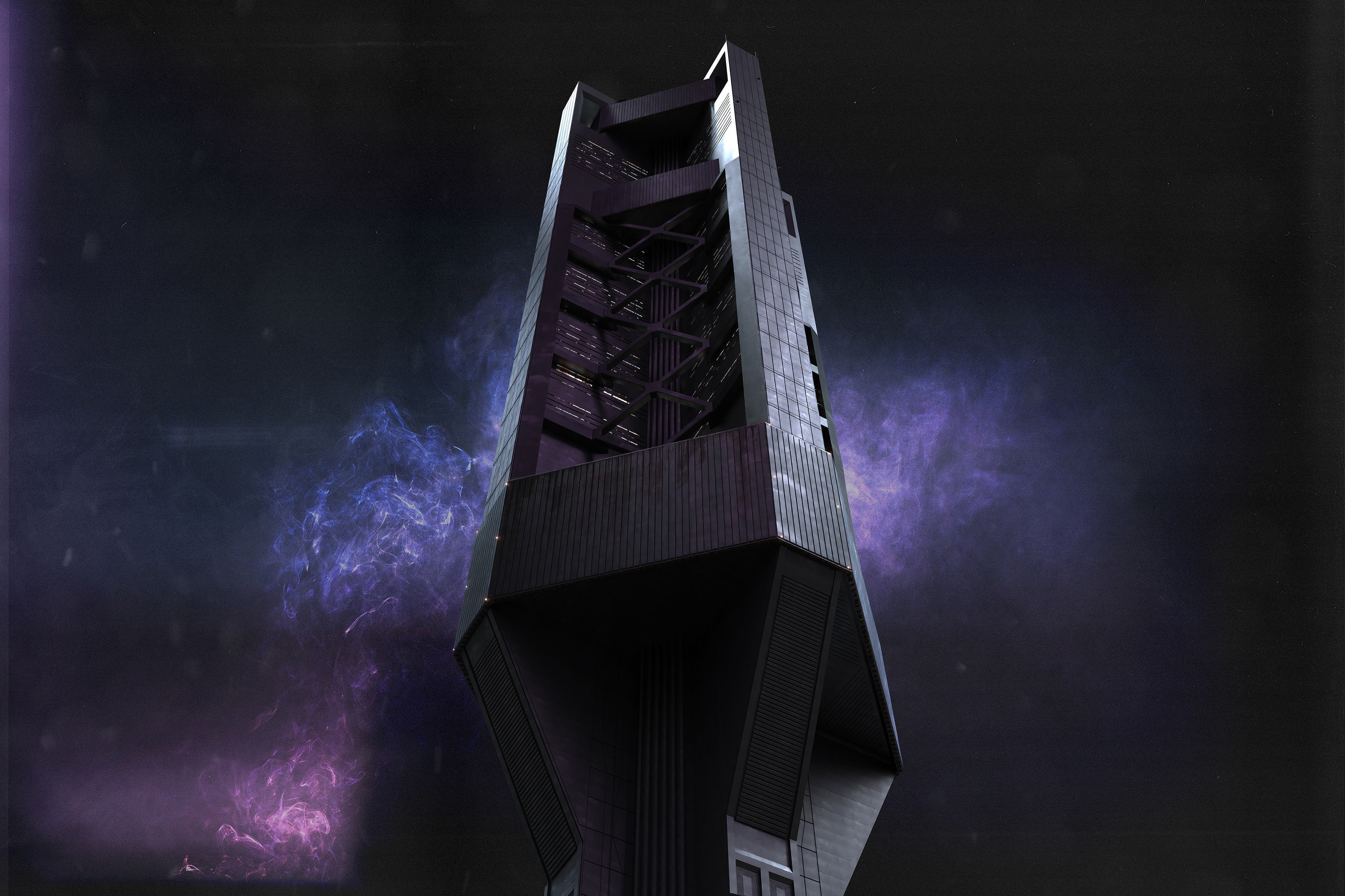 Brutalist Scifi Building 05 3D model 3D model_2