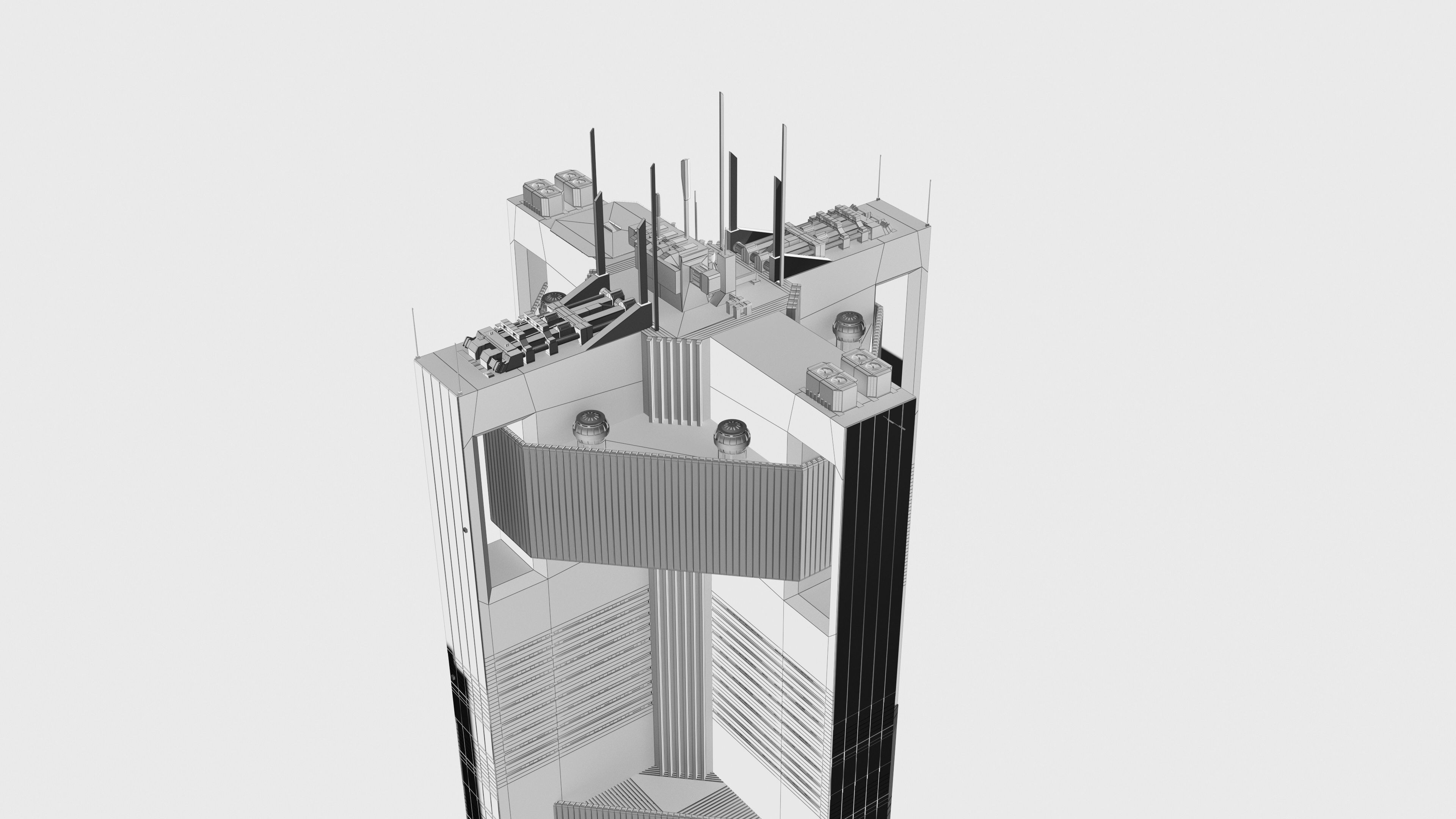 Brutalist Scifi Building 05 3D model 3D model_8