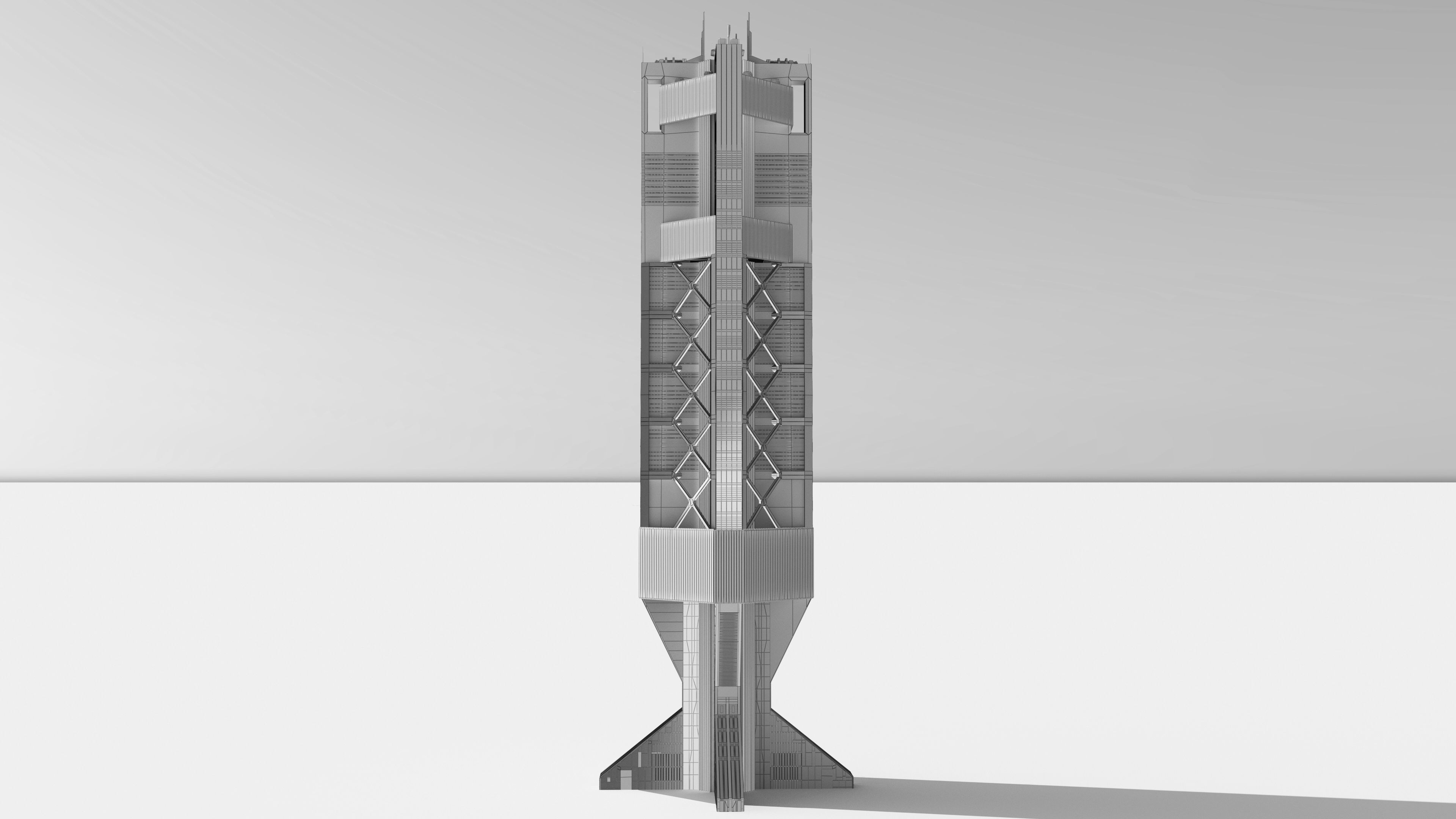 Brutalist Scifi Building 05 3D model 3D model_9