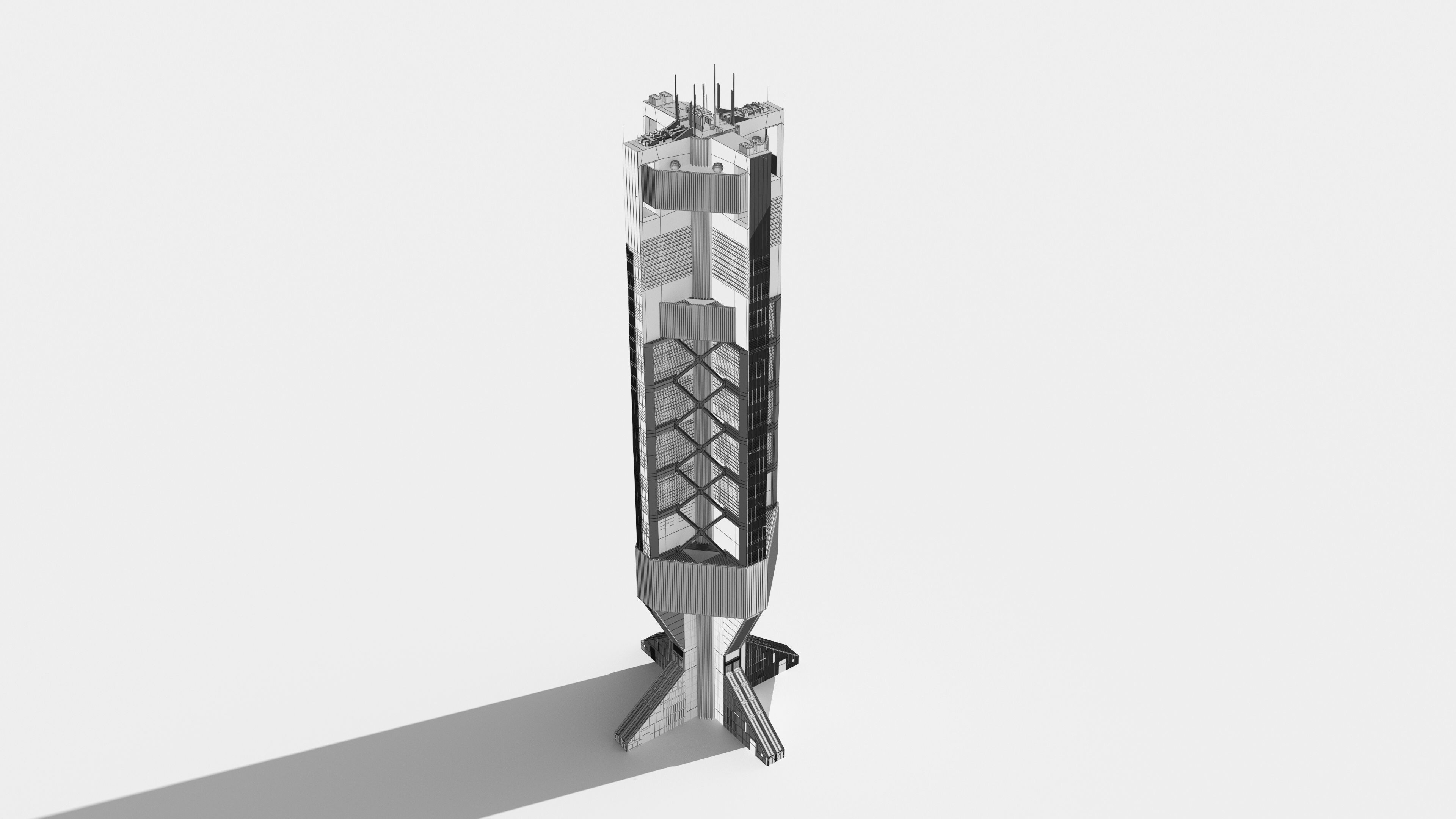 Brutalist Scifi Building 05 3D model 3D model_7