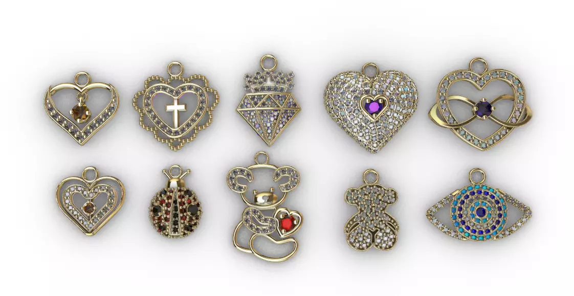 dijes- Colgantes paquete de 10 surtidos -v- 3D print model