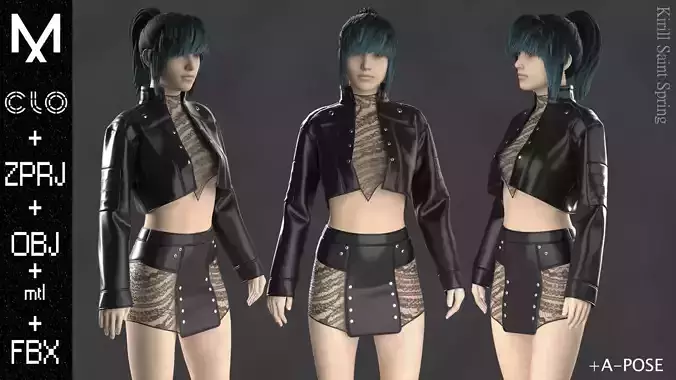 New Outfit Female Marvelous designer Clo3d OBJ mtl FBX ZPRJ