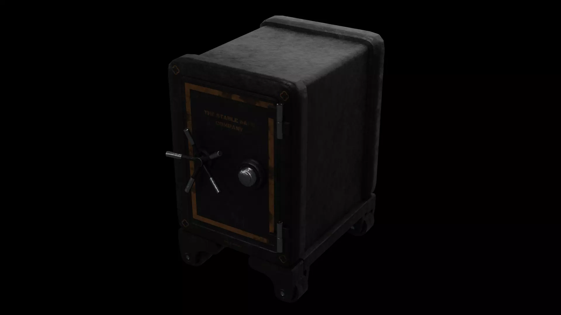 Antique Iron Safe 3D model_0
