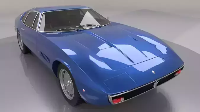 Maserati Ghibli Coupe 1972 High poly and Low Poly