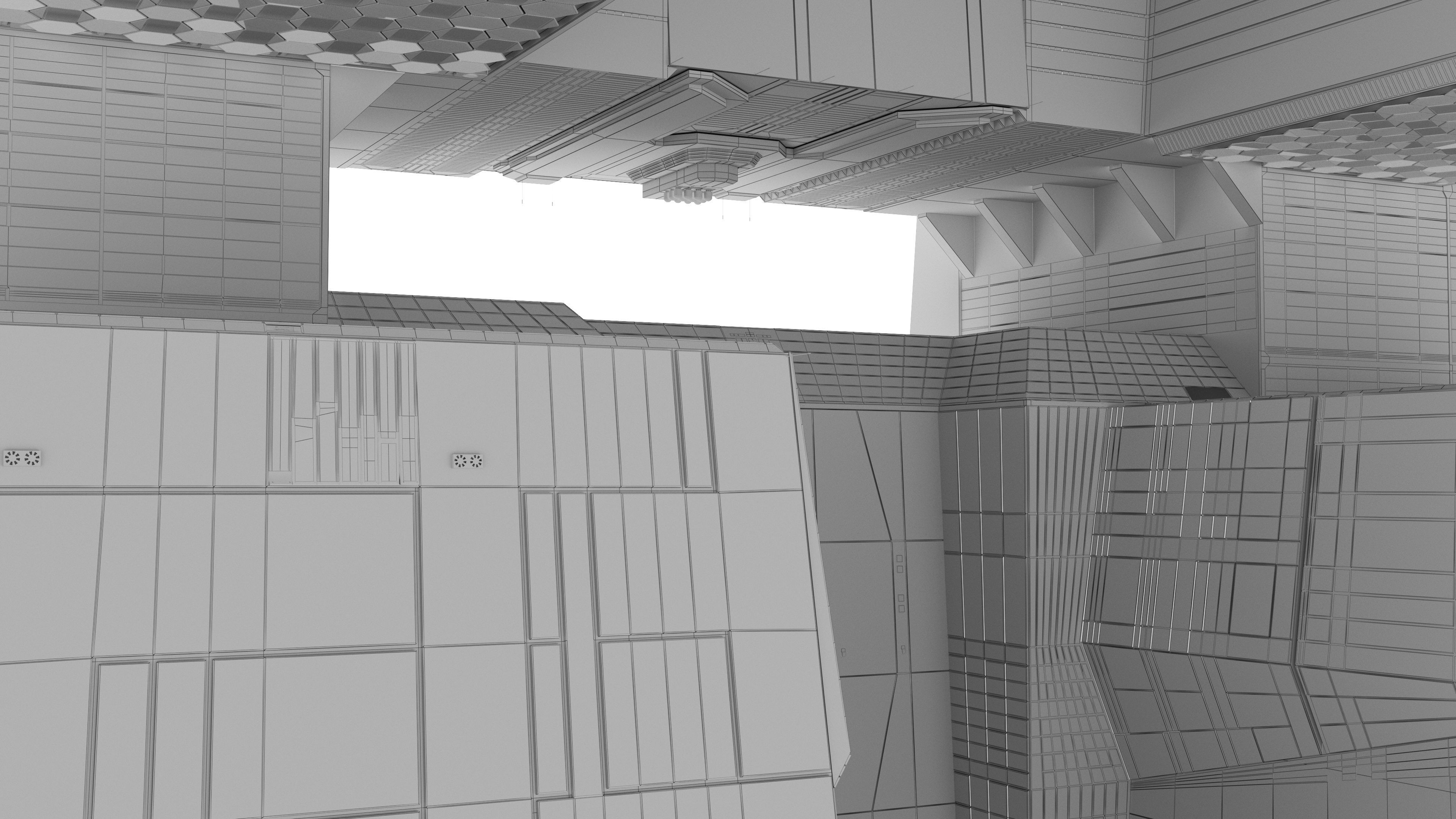 Brutalist Scifi Building 06  3D model_11