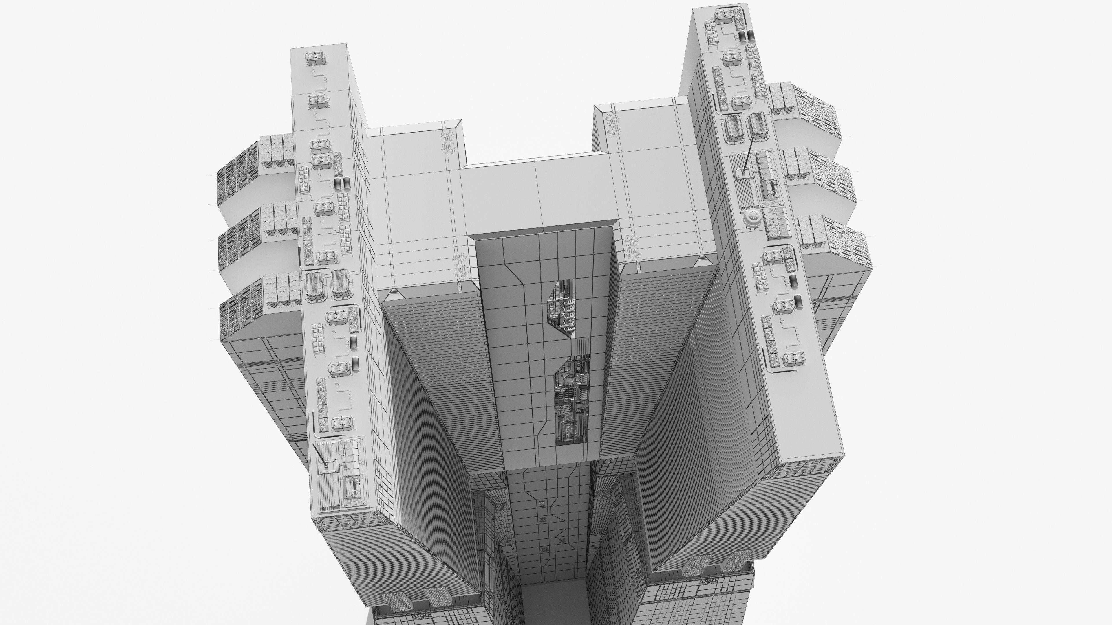 Brutalist Scifi Building 06  3D model_9