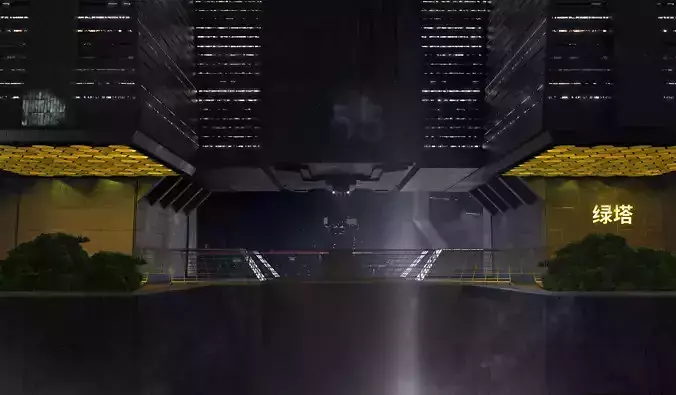 Brutalist Scifi Building 06  3D model