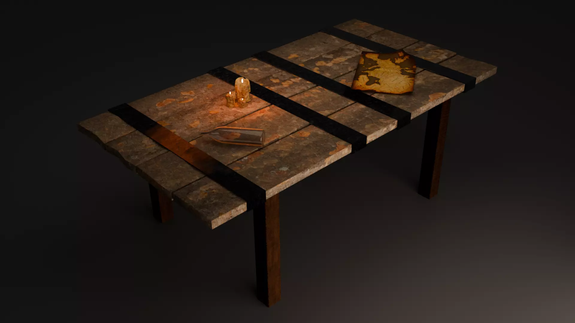 Medieval Table Low-poly 3D model_0