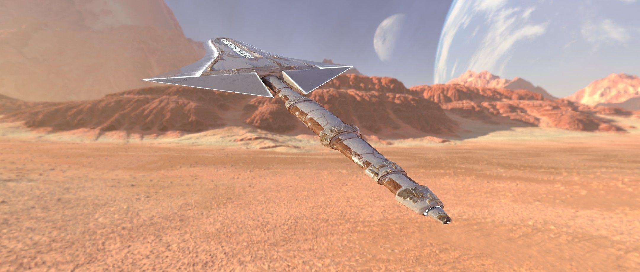 Two Handed Sword - Fantasy Low-poly 3D model_9