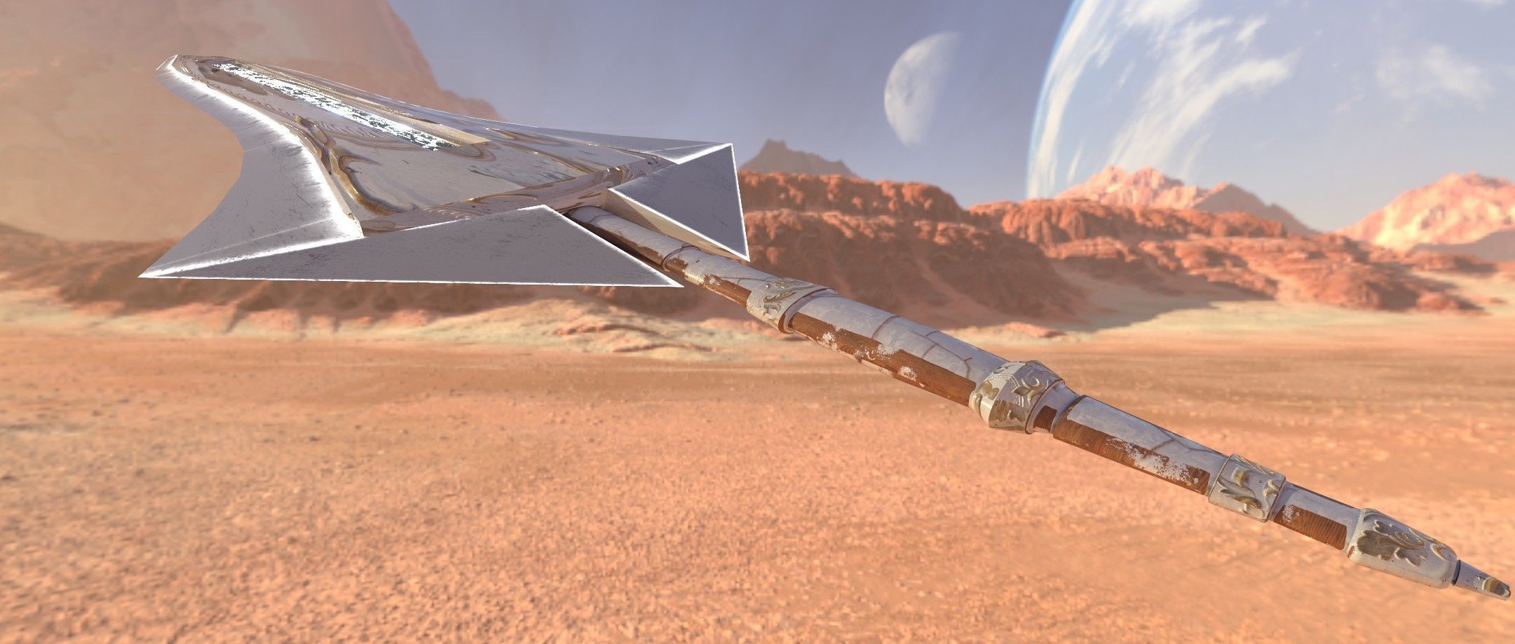 Two Handed Sword - Fantasy Low-poly 3D model_12