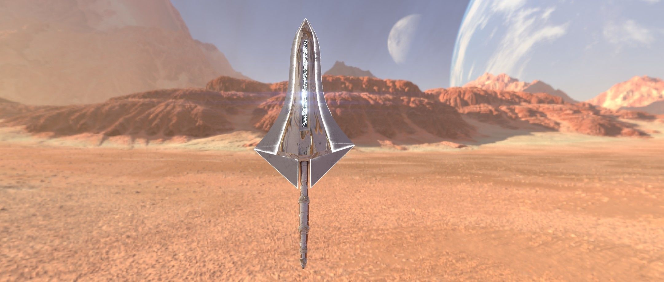 Two Handed Sword - Fantasy Low-poly 3D model_1