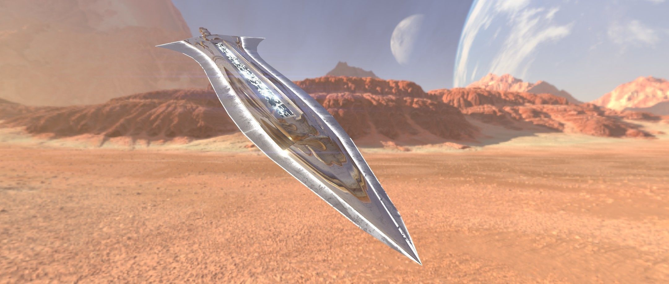 Two Handed Sword - Fantasy Low-poly 3D model_3