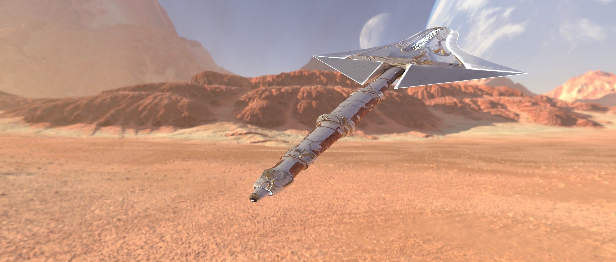 Two Handed Sword - Fantasy Low-poly 3D model_10