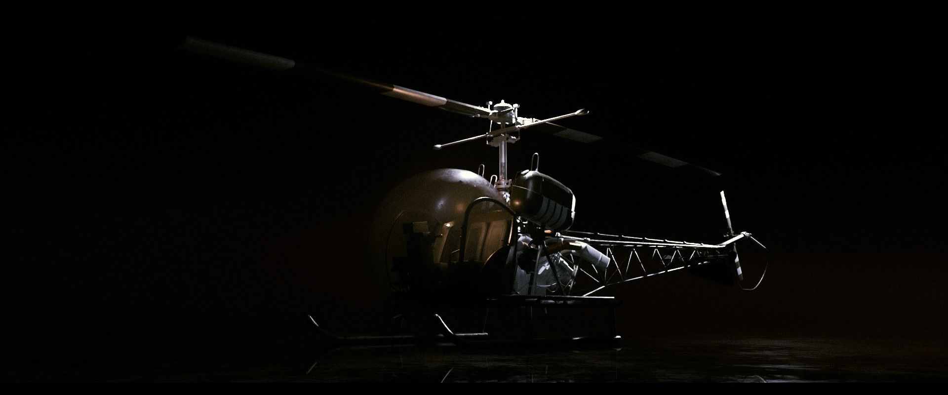 Bell 47 helicopter PBR Low-poly 3D model_6