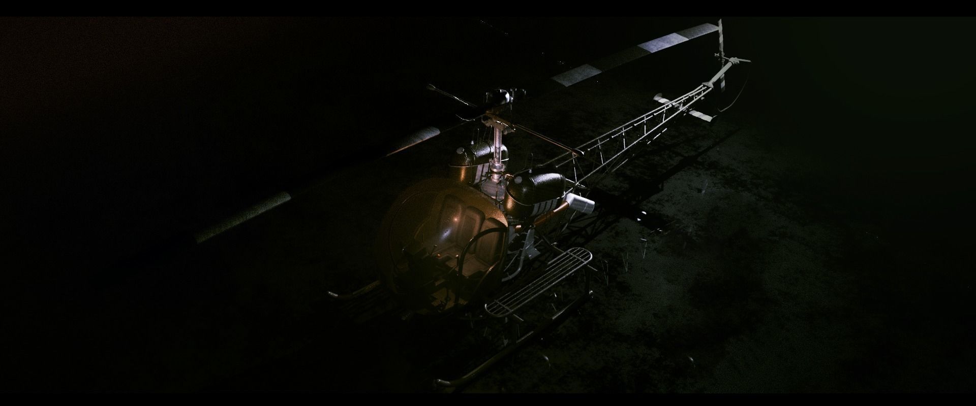 Bell 47 helicopter PBR Low-poly 3D model_3