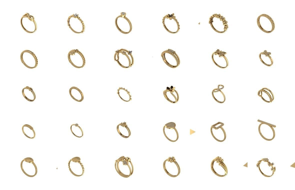 Hollow Rings Pack 2 - 121 Models 3D print model_4