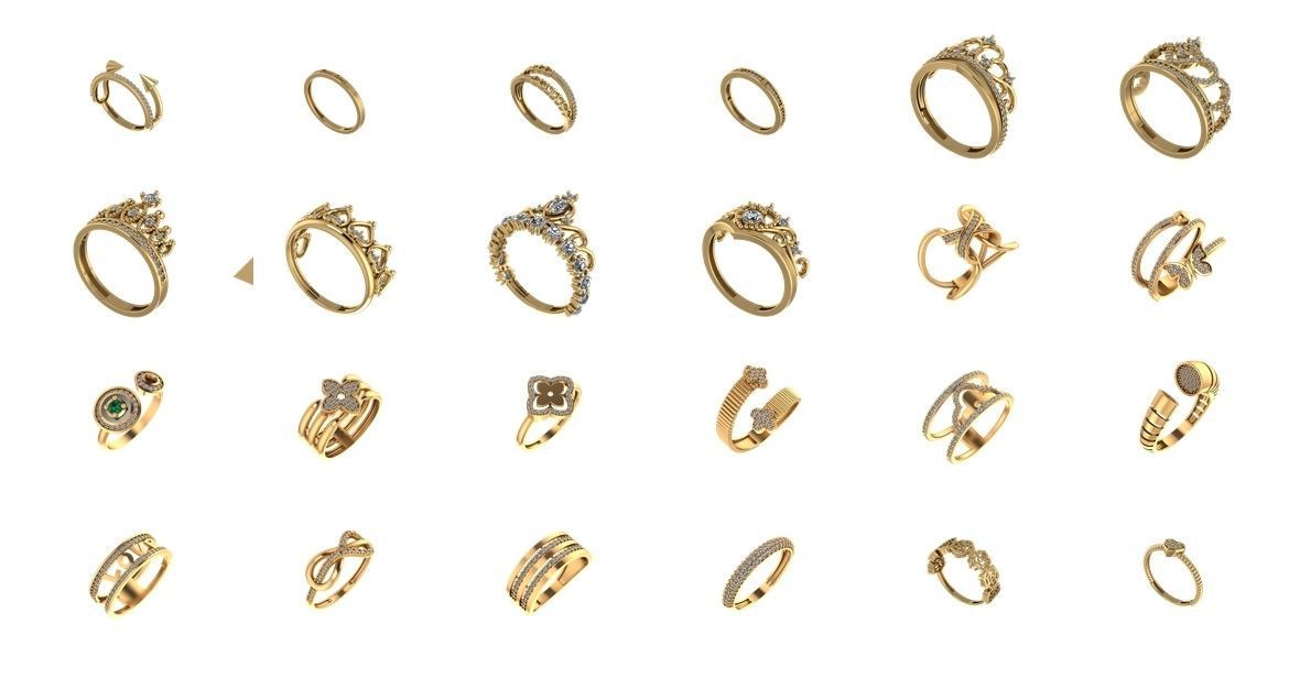 Hollow Rings Pack 2 - 121 Models 3D print model_3