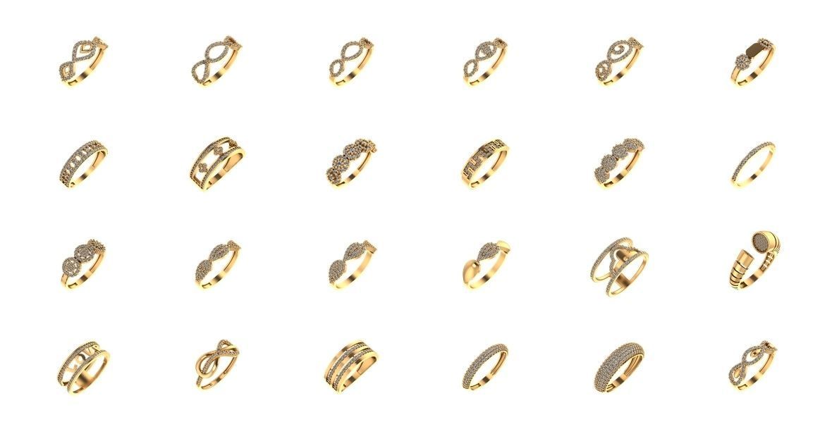 Hollow Rings Pack 2 - 121 Models 3D print model_2