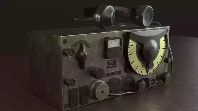 Vintage Military Radio Low-poly 3D model