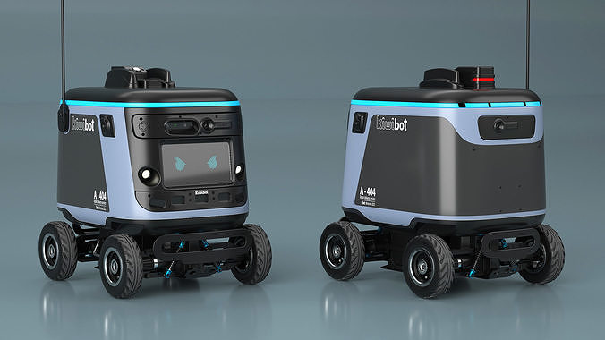 Black Delivery Robot Kiwibot Rigged 3D model 4