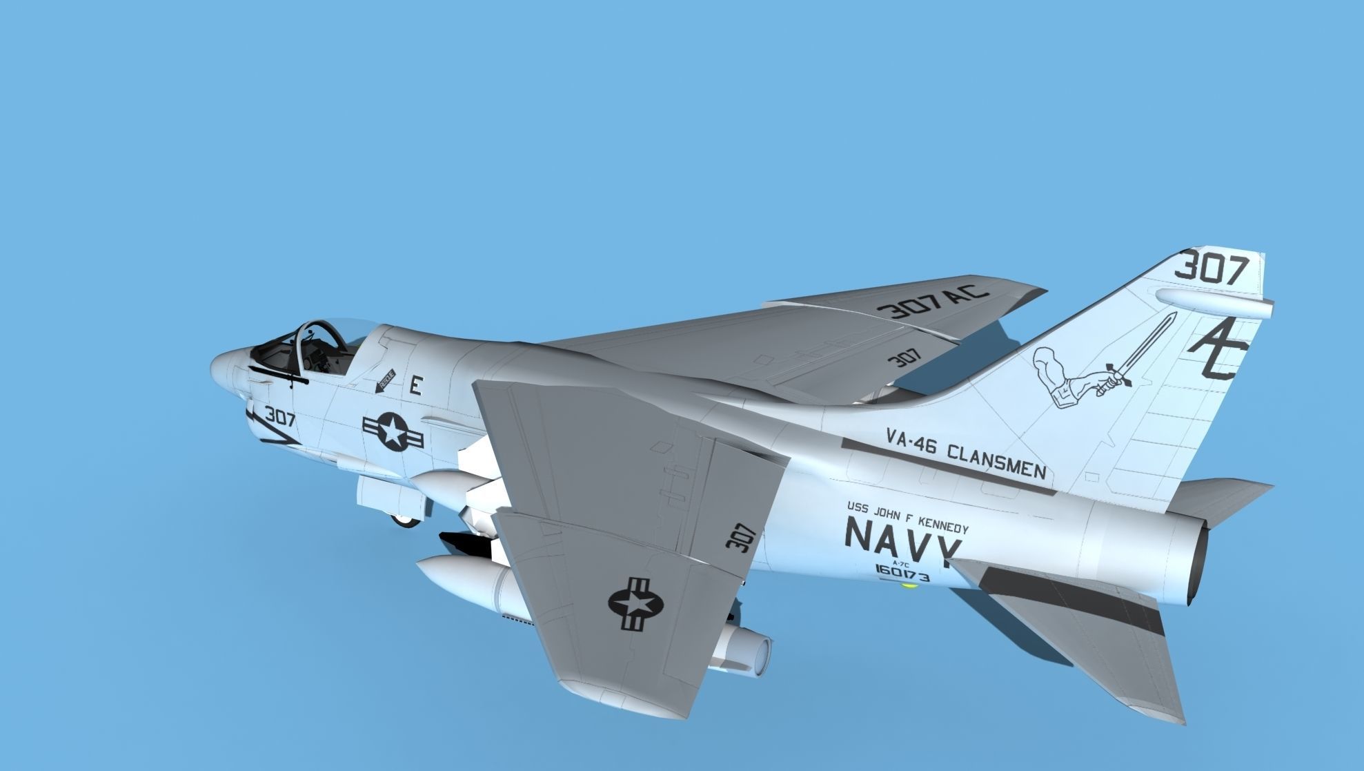Chance Vought A-7C Corsair II V30 USN 3D model_8