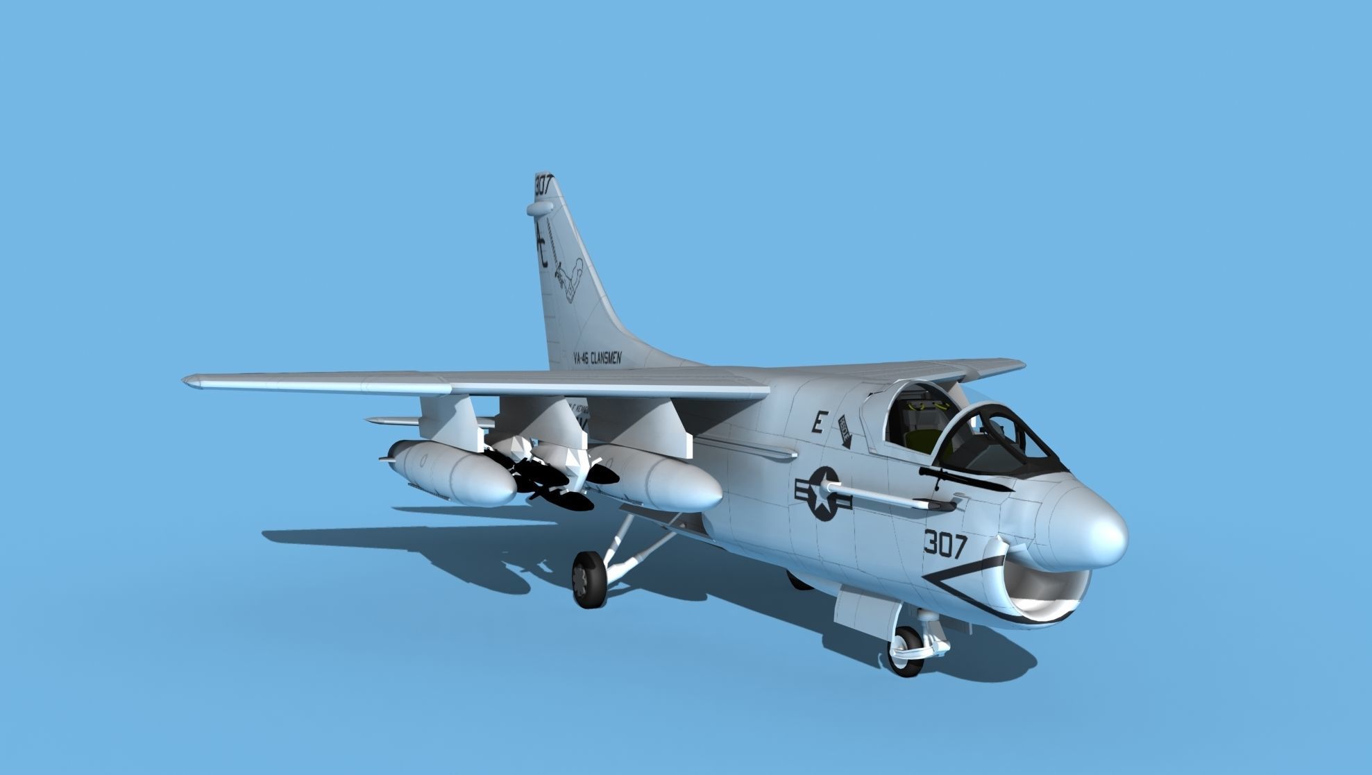Chance Vought A-7C Corsair II V30 USN 3D model_2