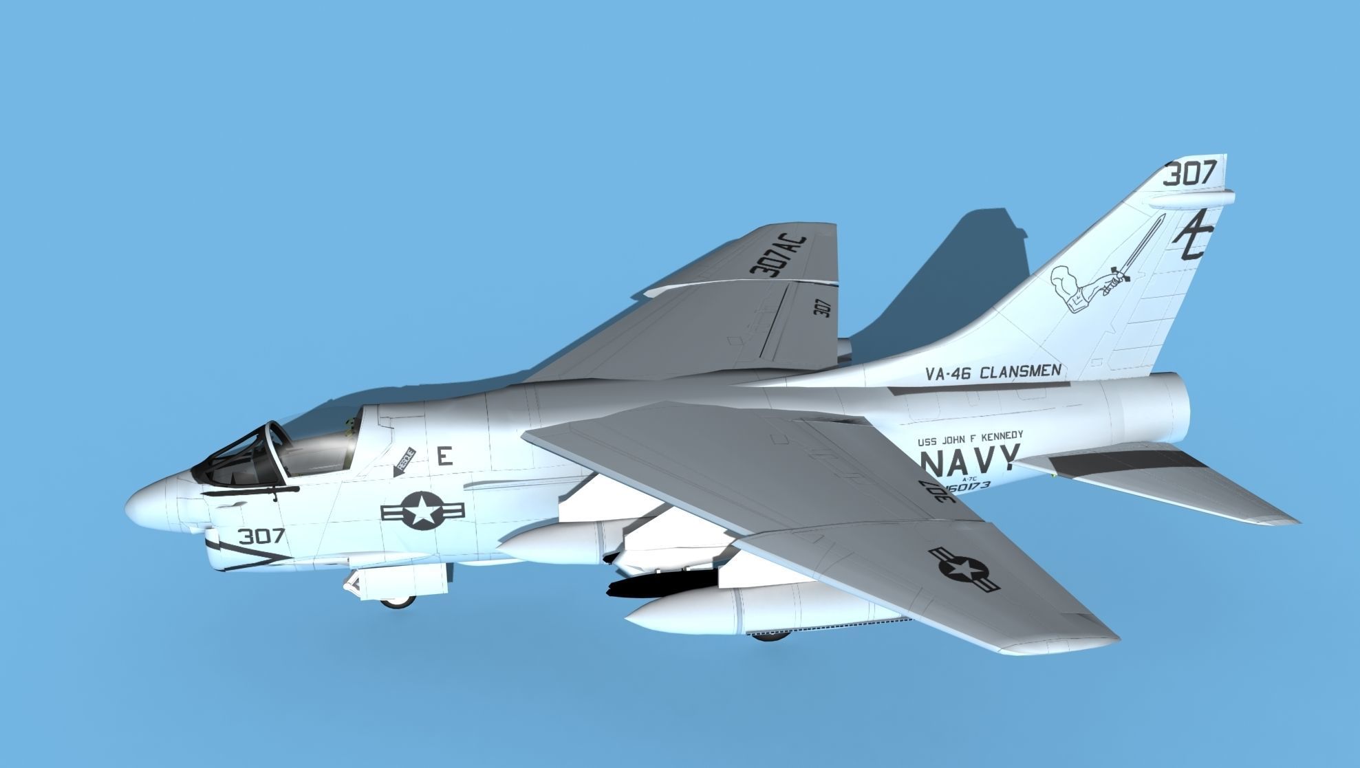 Chance Vought A-7C Corsair II V30 USN 3D model_9
