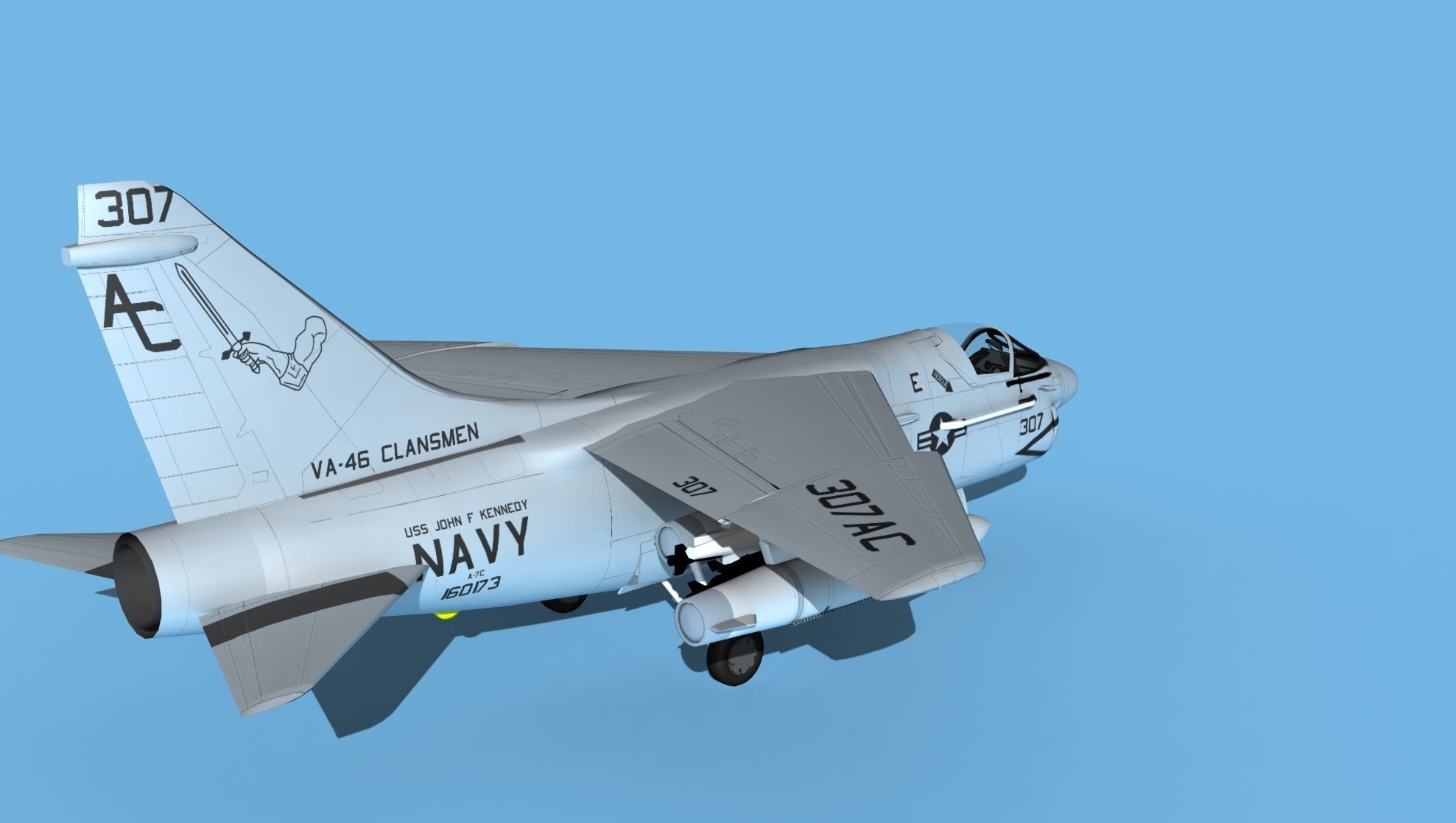 Chance Vought A-7C Corsair II V30 USN 3D model_5