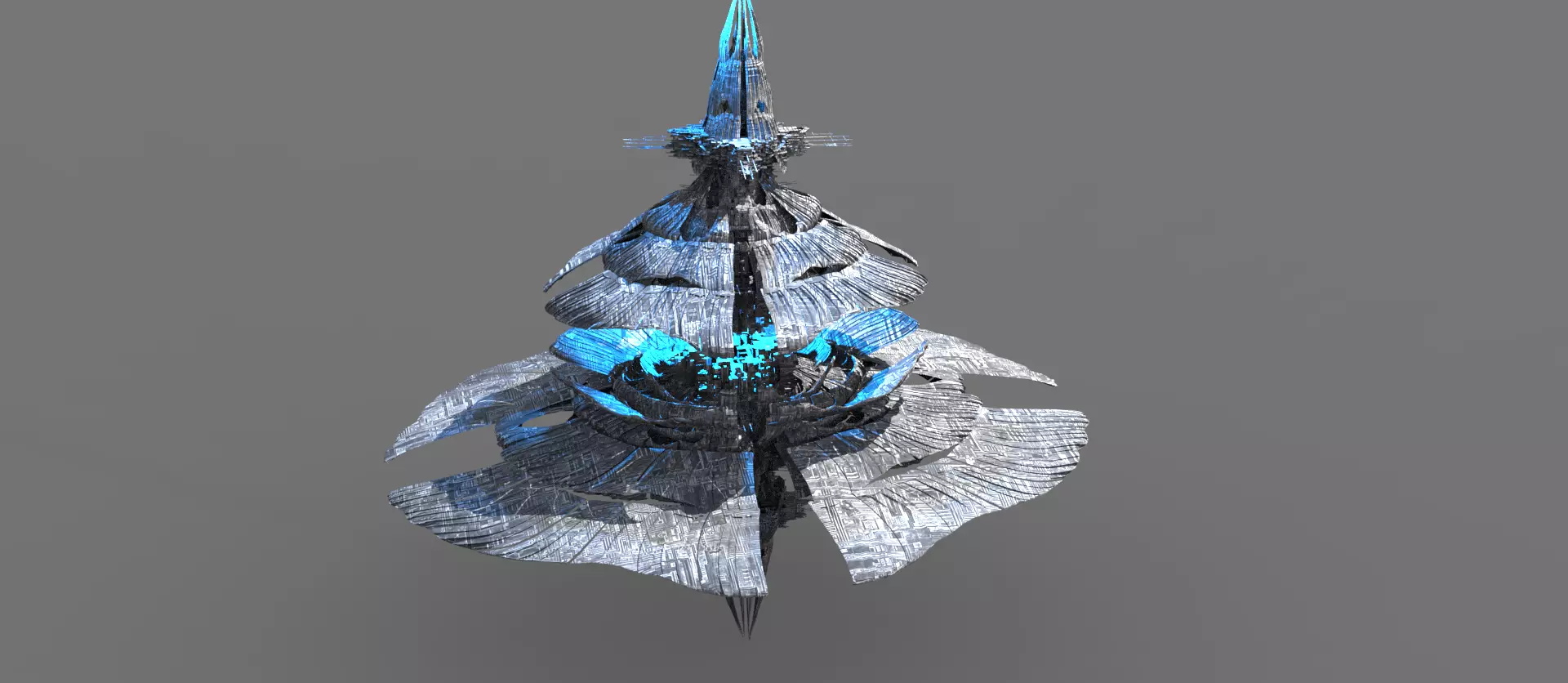 Lily Art deco sci fi dome Low-poly 3D model_0