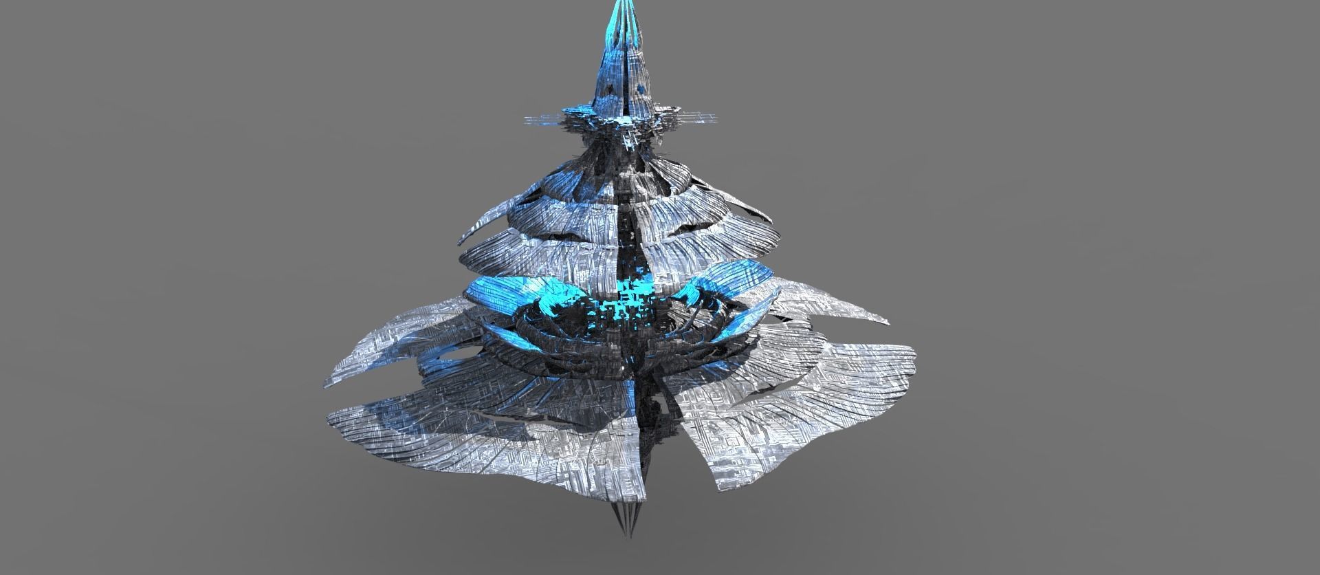 Lily Art deco sci fi dome Low-poly 3D model_1